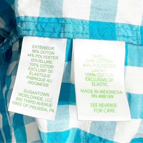 Lilly Pulitzer Sarafina Gingham Babydoll Womens Puff Short Sleeve Tie Top Blouse - Picture 15 of 16